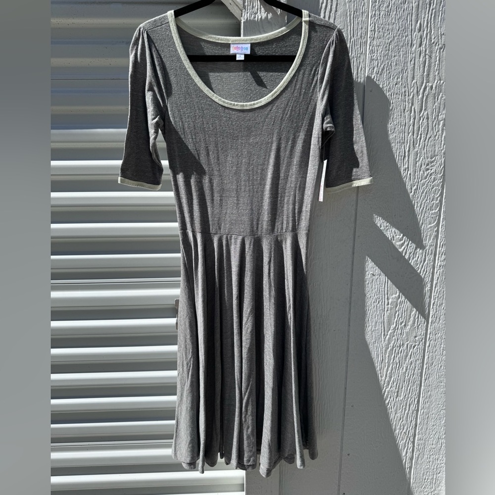 Brand New LuLaRoe Size S Heather Grey and Pale Yellow  Nicole Dress